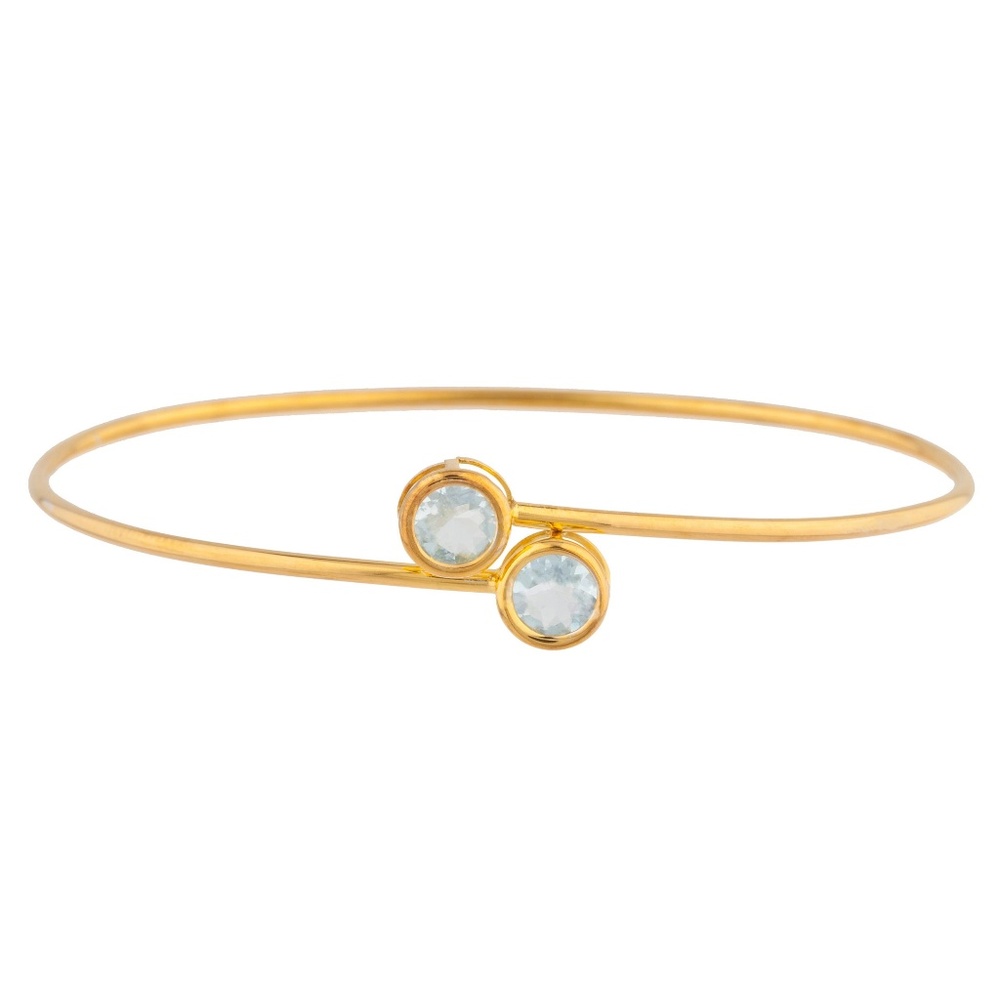 14Kt Yellow Gold Plated Aquamarine Bezel Bangle